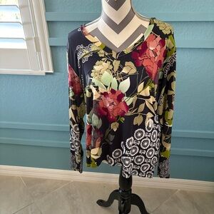 Johnny Was Floral Long Sleeve Top - Multicolor
